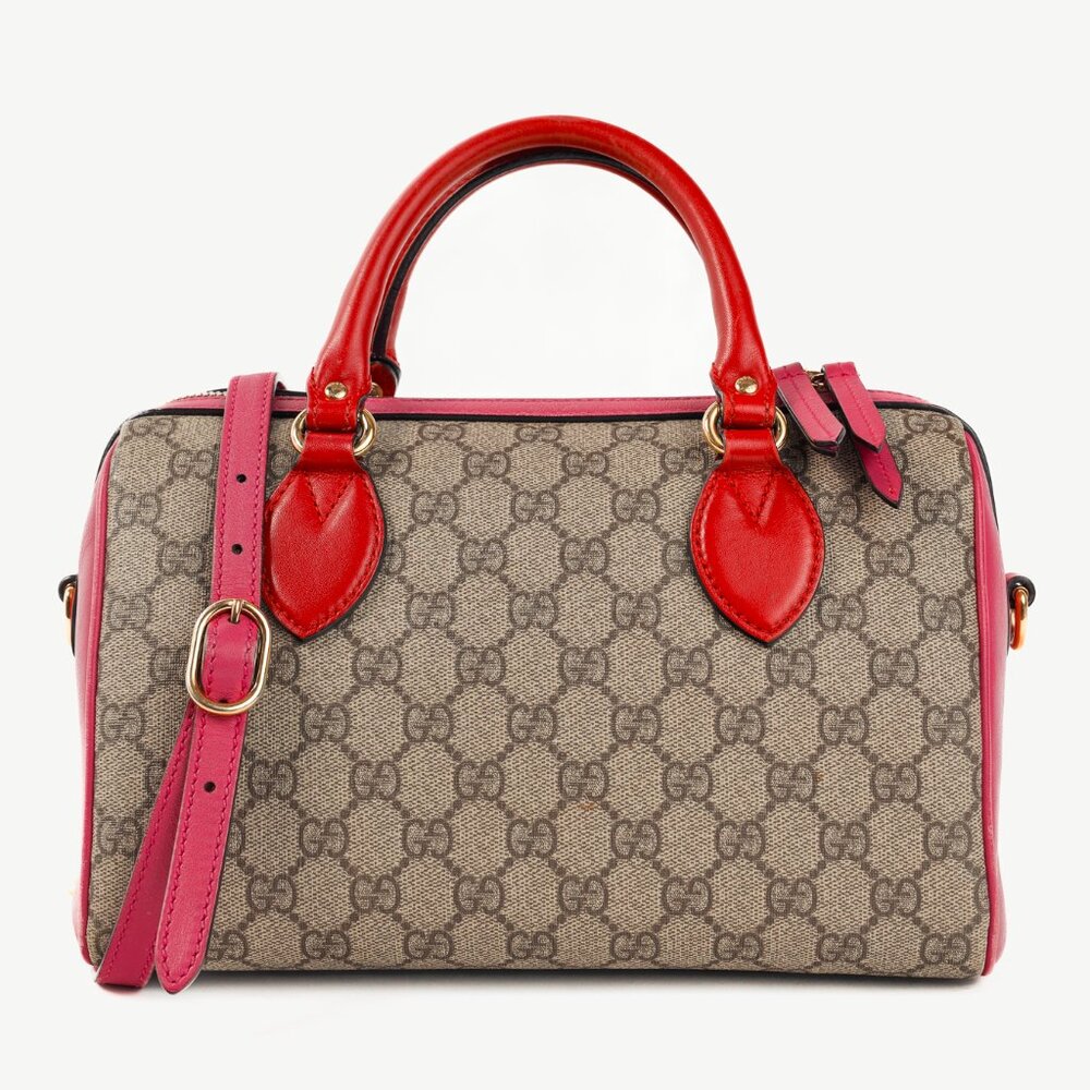 Gucci Beige & Ebony Multicoloured GG Supreme Canvas Top Handle Bag